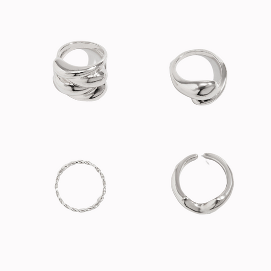 Glossy Water Drop Rings Set