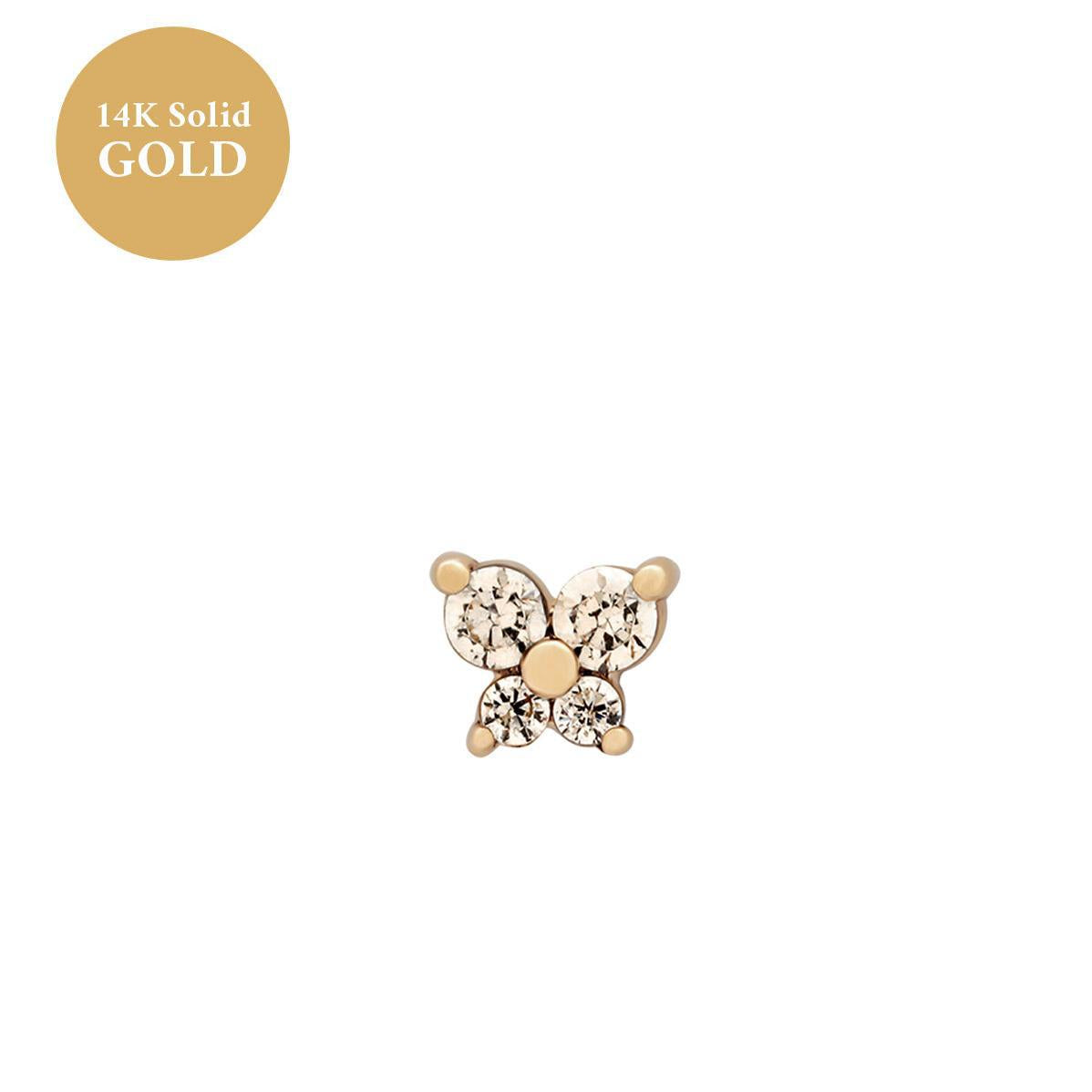 Fashion Jewelry Personality Fashion Screw Zircon Butterfly Studs - Gleamse