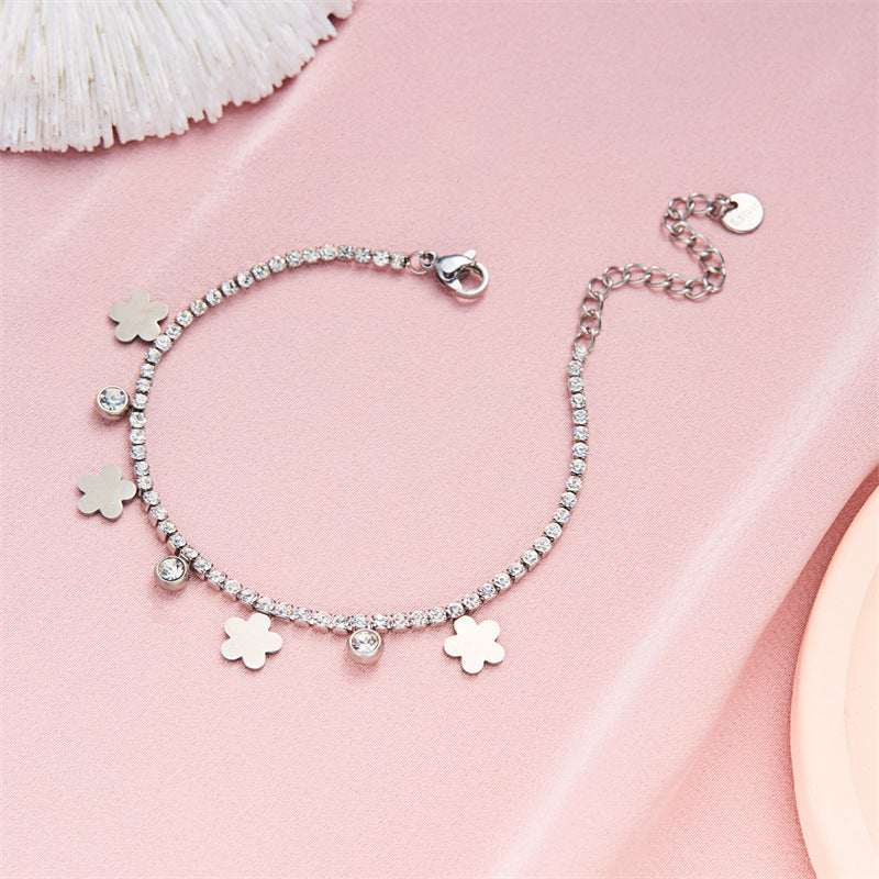 Sparkling Round Fortune Silver Charm Bracelet