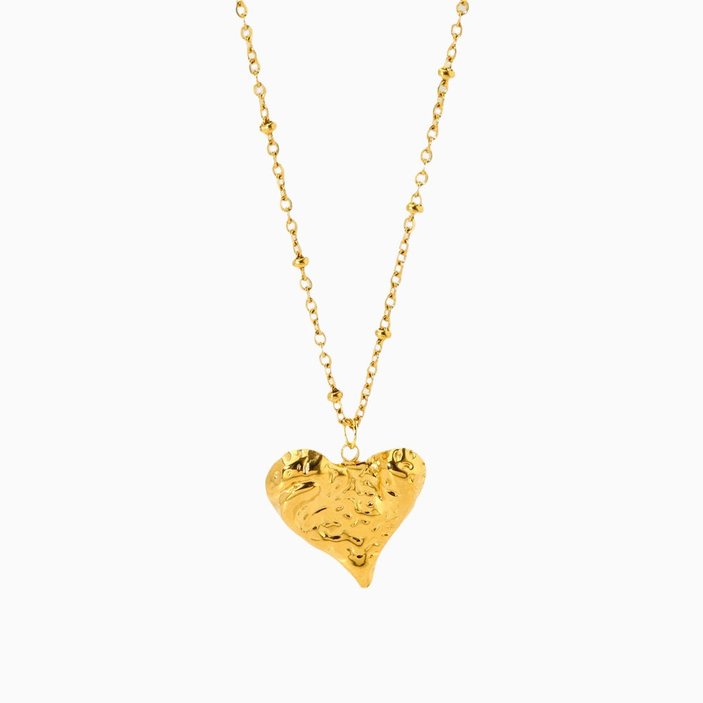 Irregular Peach Heart Pendant Necklace 18K Gold - Gleamse