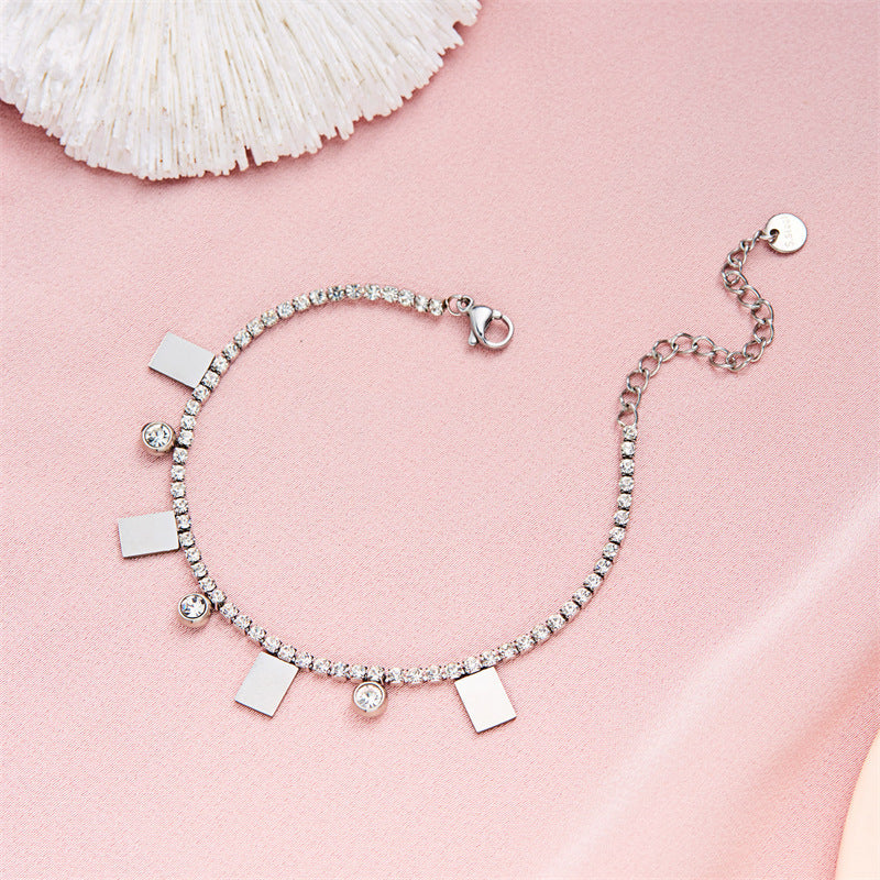 Sparkling Round Fortune Silver Charm Bracelet