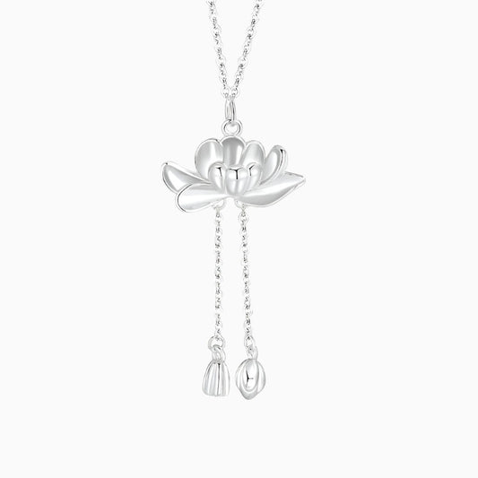 Pure Silver Shihuan Lotus Tassel Necklace