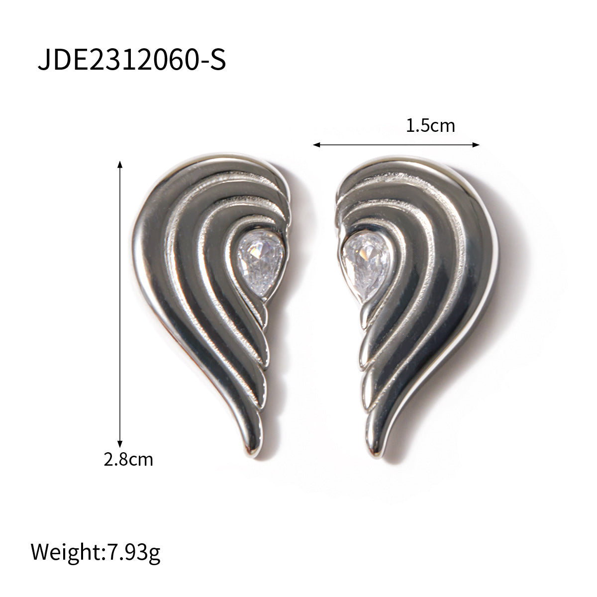 Radiant 18K Gold Stainless Steel Heart Earrings with Symmetrical Zircon Inlay - Gleamse