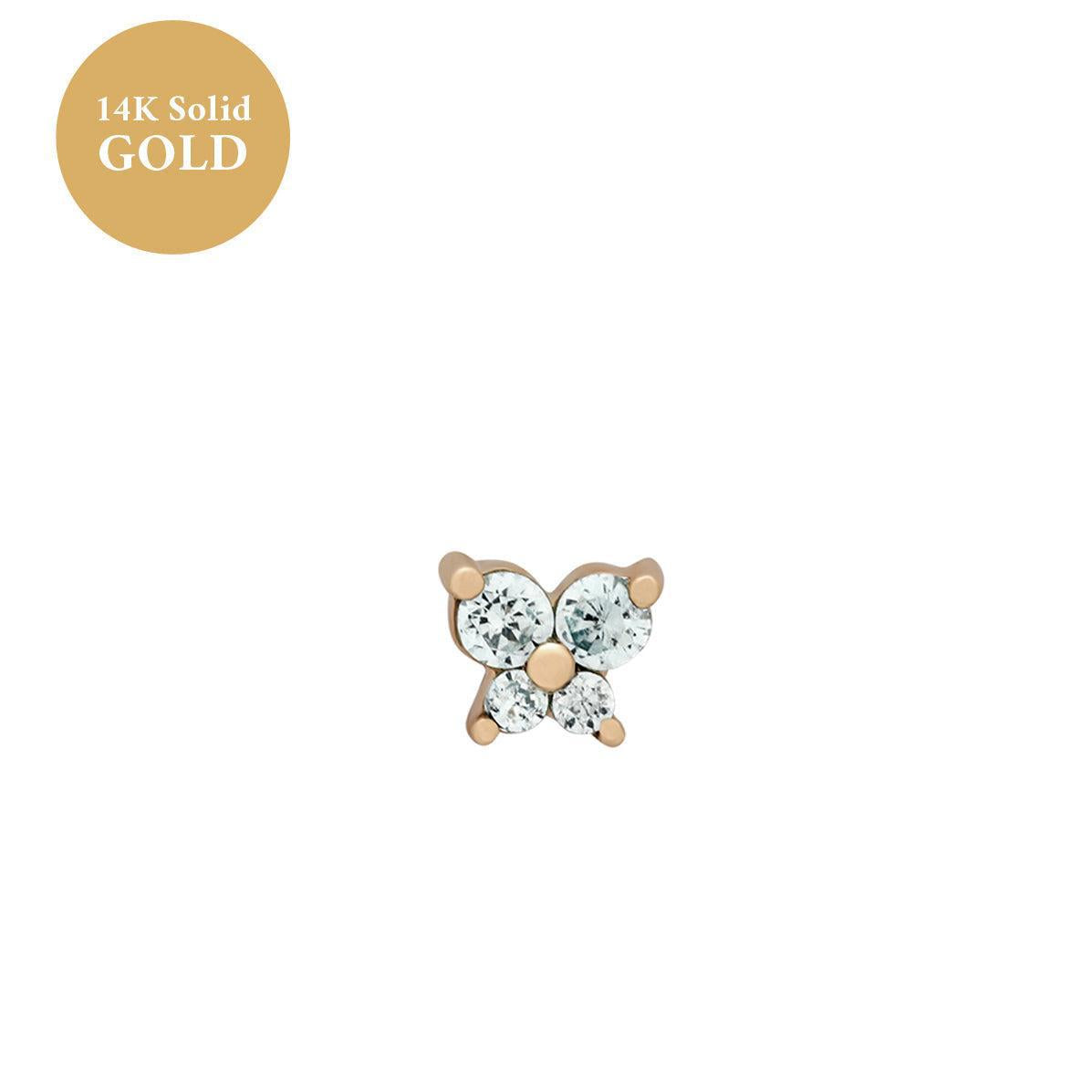 Fashion Jewelry Personality Fashion Screw Zircon Butterfly Studs - Gleamse