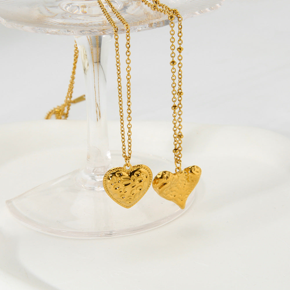 Irregular Peach Heart Pendant Necklace 18K Gold - Gleamse