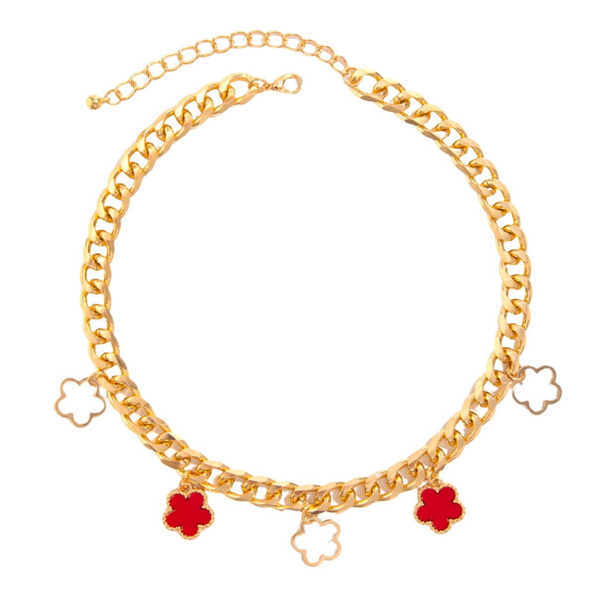 Five Petal Flower Necklace and Bracelet Set