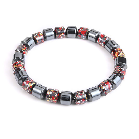 Natural Black Stretch Mens Beaded Bracelet