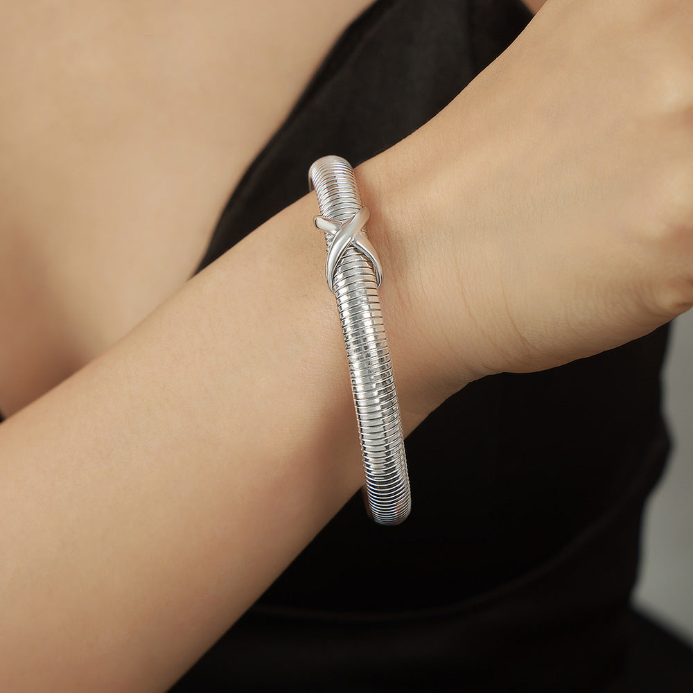 Personalized Line Cross Knot Design Feeling Jewelry Bracelet - Gleamse