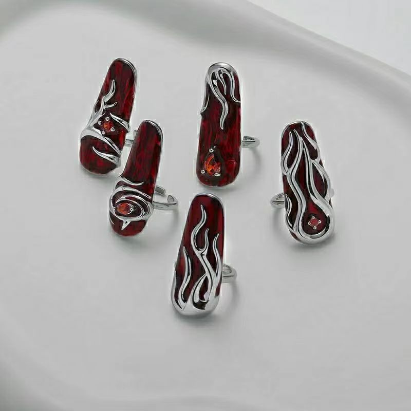 Flame Red Liquid Metal Ring - Gleamse