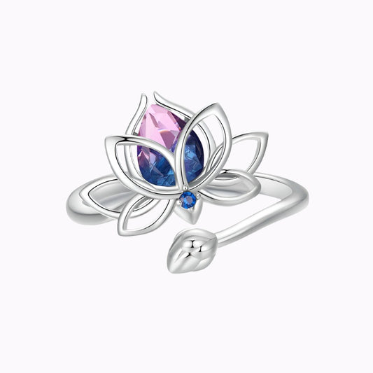 Lotus Ring Women's Special-interest Design S925 Sterling Silver - Gleamse