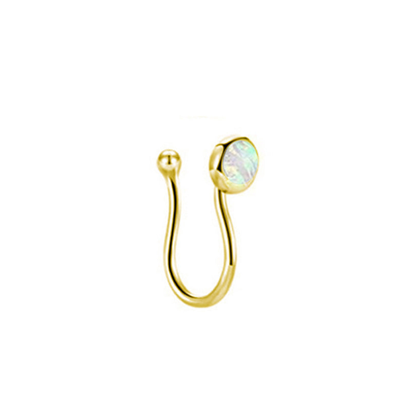 U Shaped Opal False Nose Ring Piercing Jewelry Nose Ornament