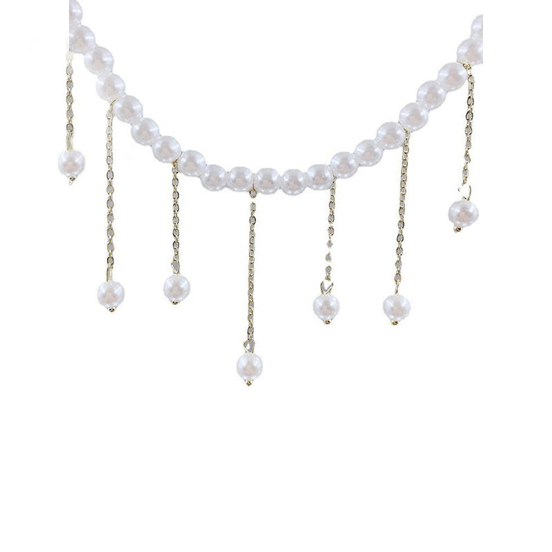 Pearl-Beaded Tassel Necklace