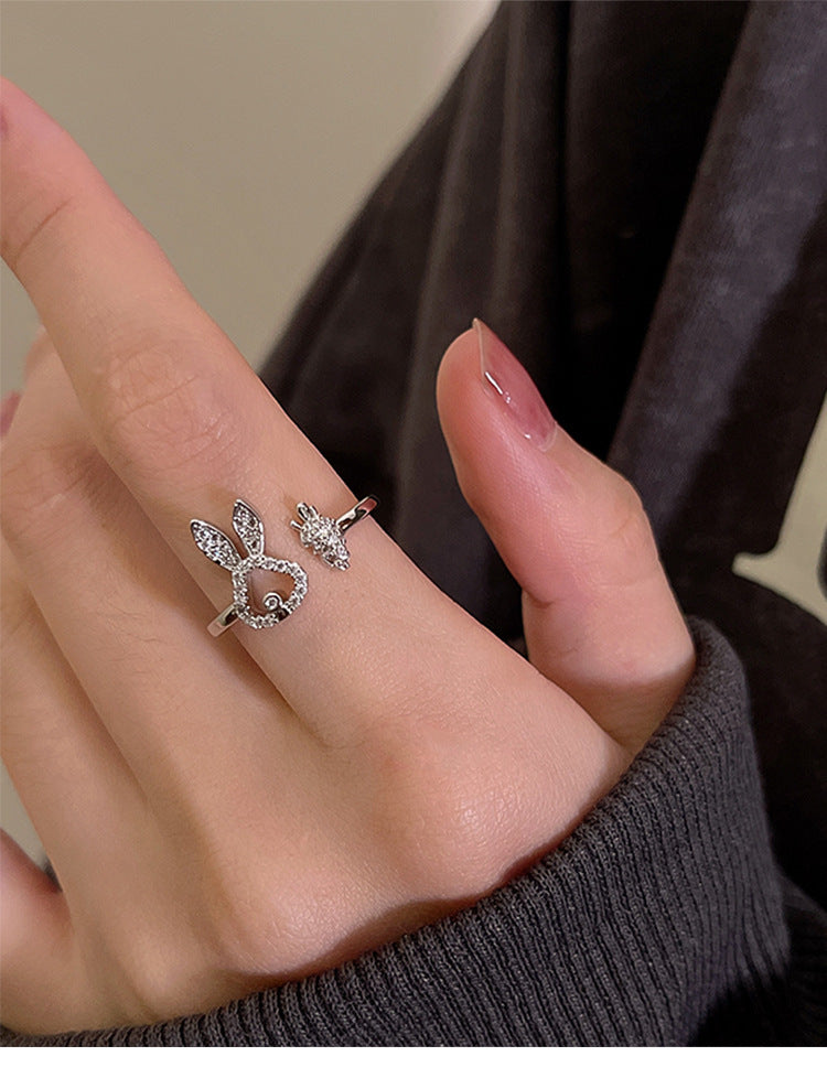 Asymmetric Sterling Silver Carrot Rabbit Ring