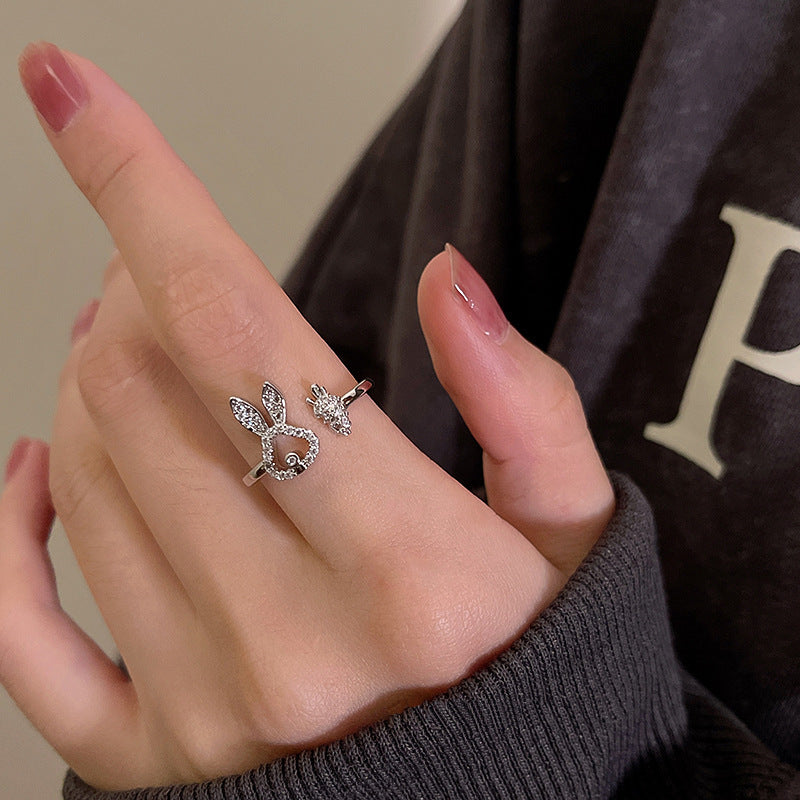 Asymmetric Sterling Silver Carrot Rabbit Ring