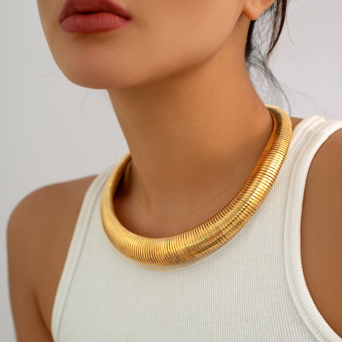 Snake Bone Line Collar Necklace