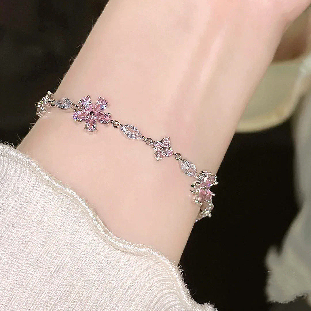 Cherry Blossom Pink Crystal Bracelet