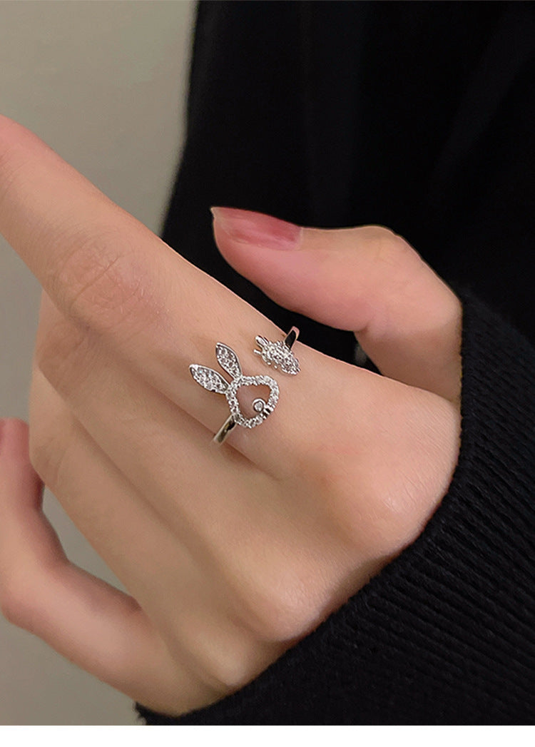 Asymmetric Sterling Silver Carrot Rabbit Ring