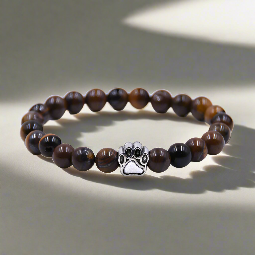 Volcanic Stone Dog Paw Bracelet Tiger Eye Stone