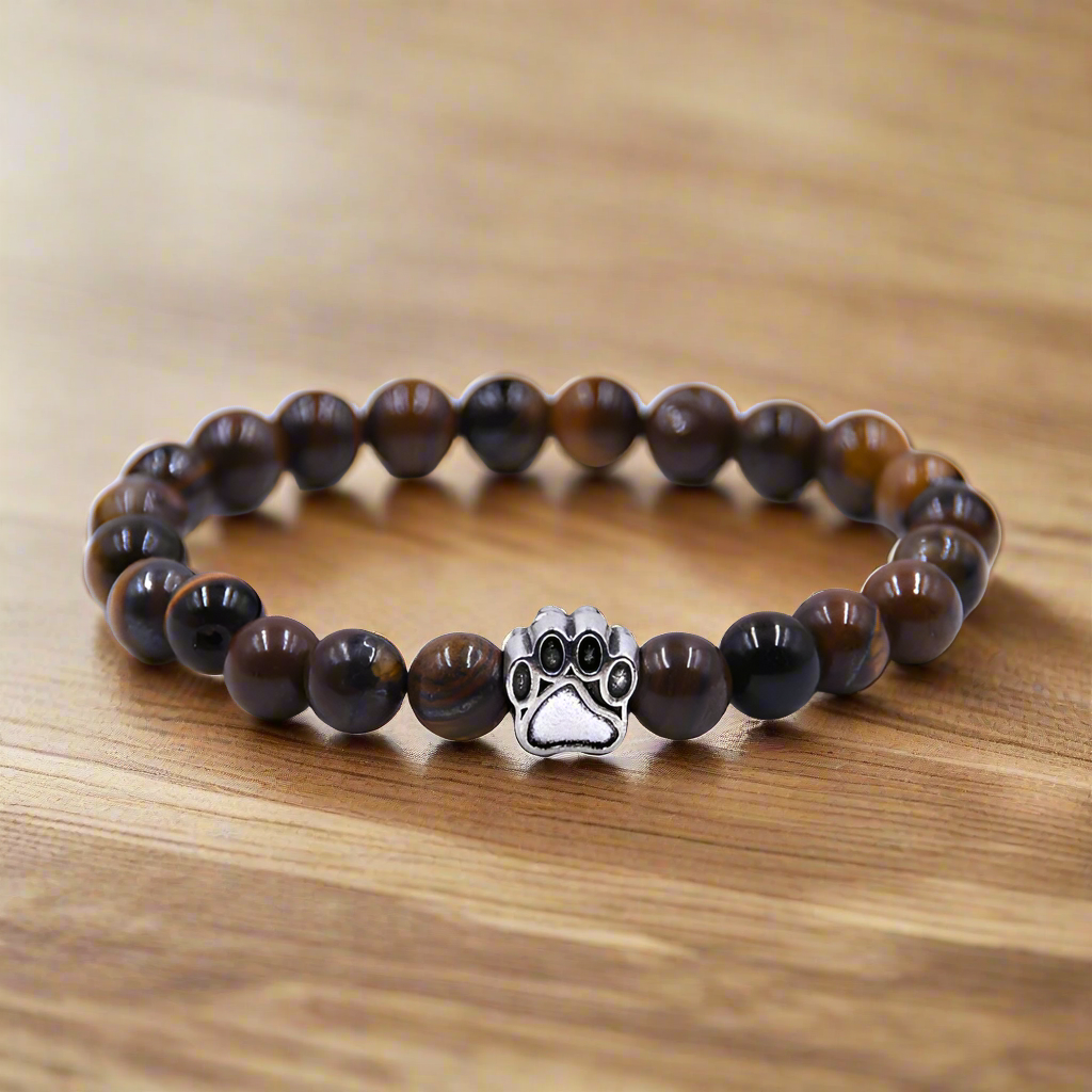 Volcanic Stone Dog Paw Bracelet Tiger Eye Stone