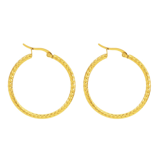 Simple Mid Circle Hoop Earrings